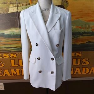 LINDA ALLARD ELLEN TRACY WHITE DOUBLE BREASTED PANT SUIT SZ 6/8